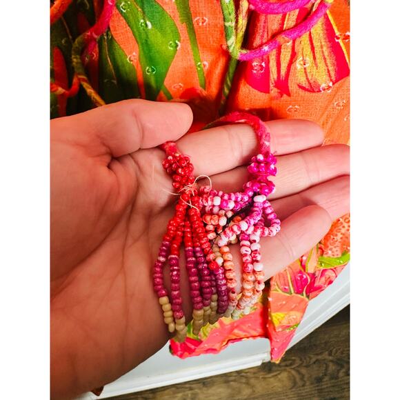 FARM RIO Pink Orange Floral Cotton A-Line Tie Waist Ombre Forest Mini Dress S - Picture 11 of 16